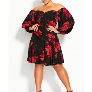 City Chic Crimson Garden Dress, Sz S/16 - NWT